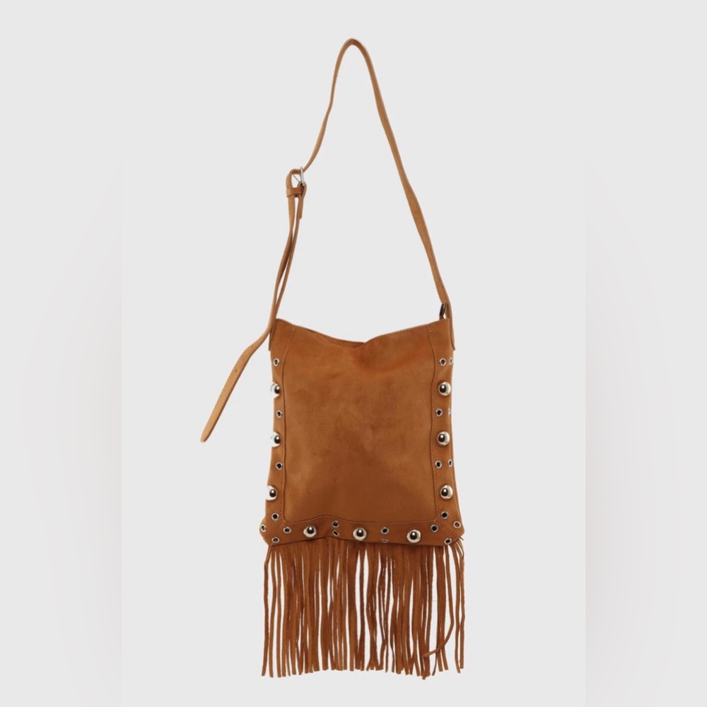 Vintage 70’s Fringe Suede Crossbody Bag in Tan